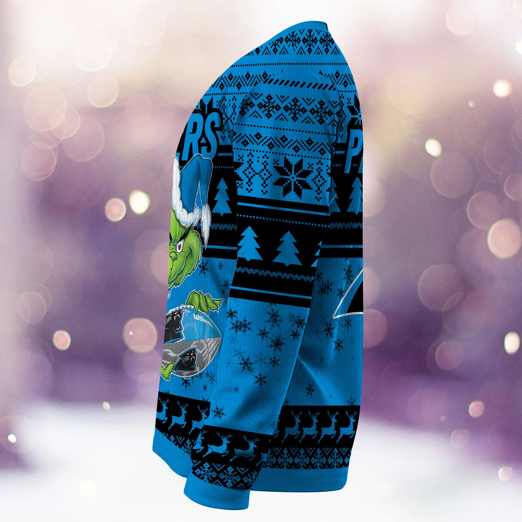 Carolina Panthers Grinch Ugly Christmas Sweater Adult 3D Funny Matching for family - Image 4