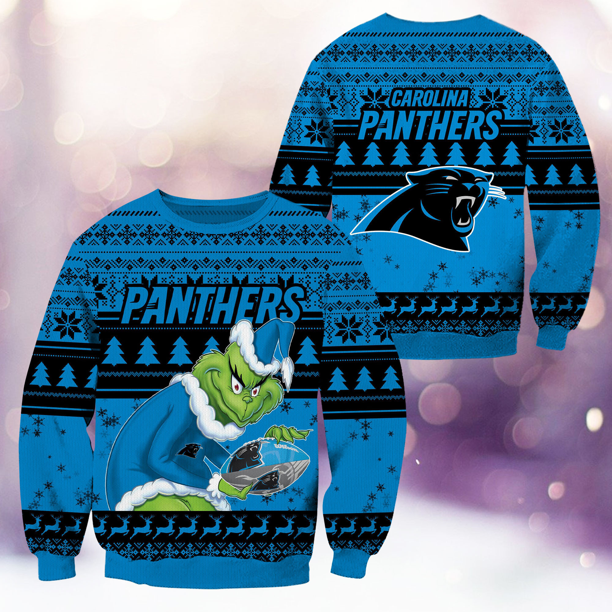 Carolina Panthers Grinch Ugly Christmas Sweater Adult 3D Funny Matching for family