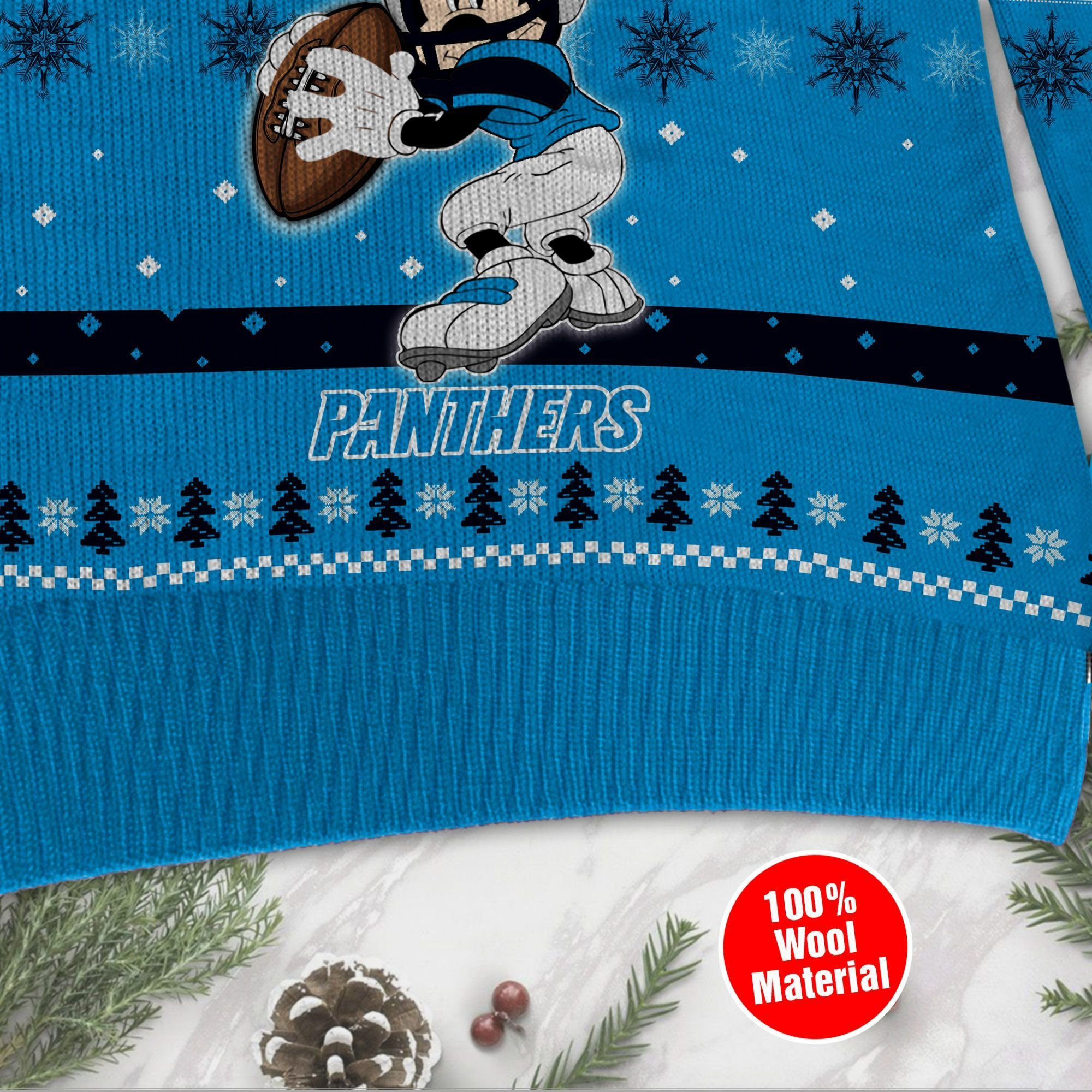 Carolina Panthers Mickey Mouse Funny Ugly Christmas Sweater Adult 3D Funny Matching for family - Image 4