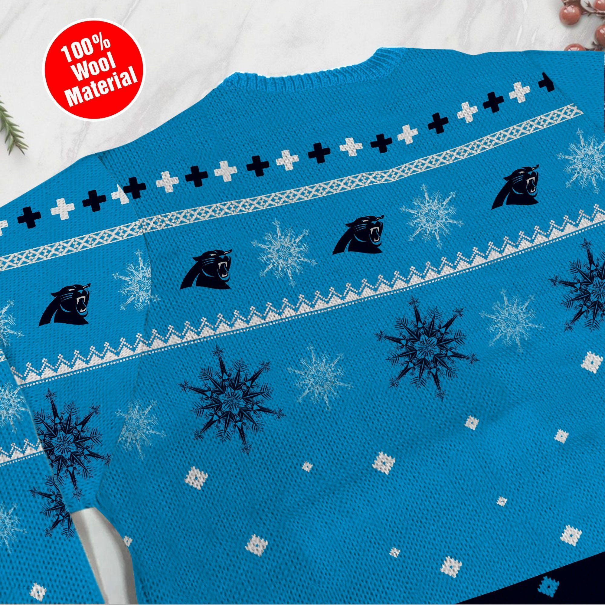 Carolina Panthers Mickey Mouse Funny Ugly Christmas Sweater Adult 3D Funny Matching for family - Image 5