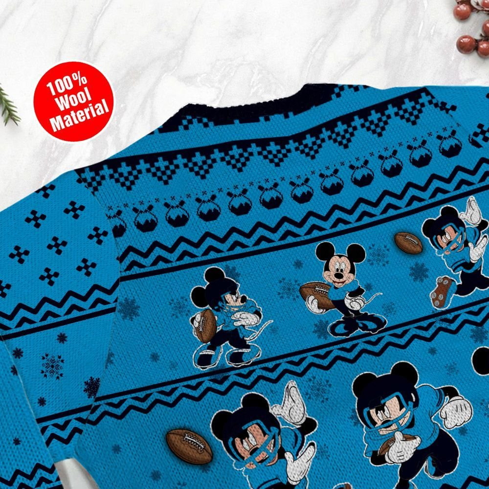Carolina Panthers Mickey Mouse Ugly Christmas Sweater Adult 3D Funny Matching for family - Image 5