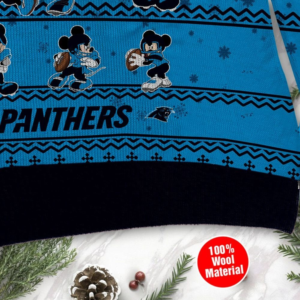 Carolina Panthers Mickey Mouse Ugly Christmas Sweater Adult 3D Funny Matching for family - Image 4