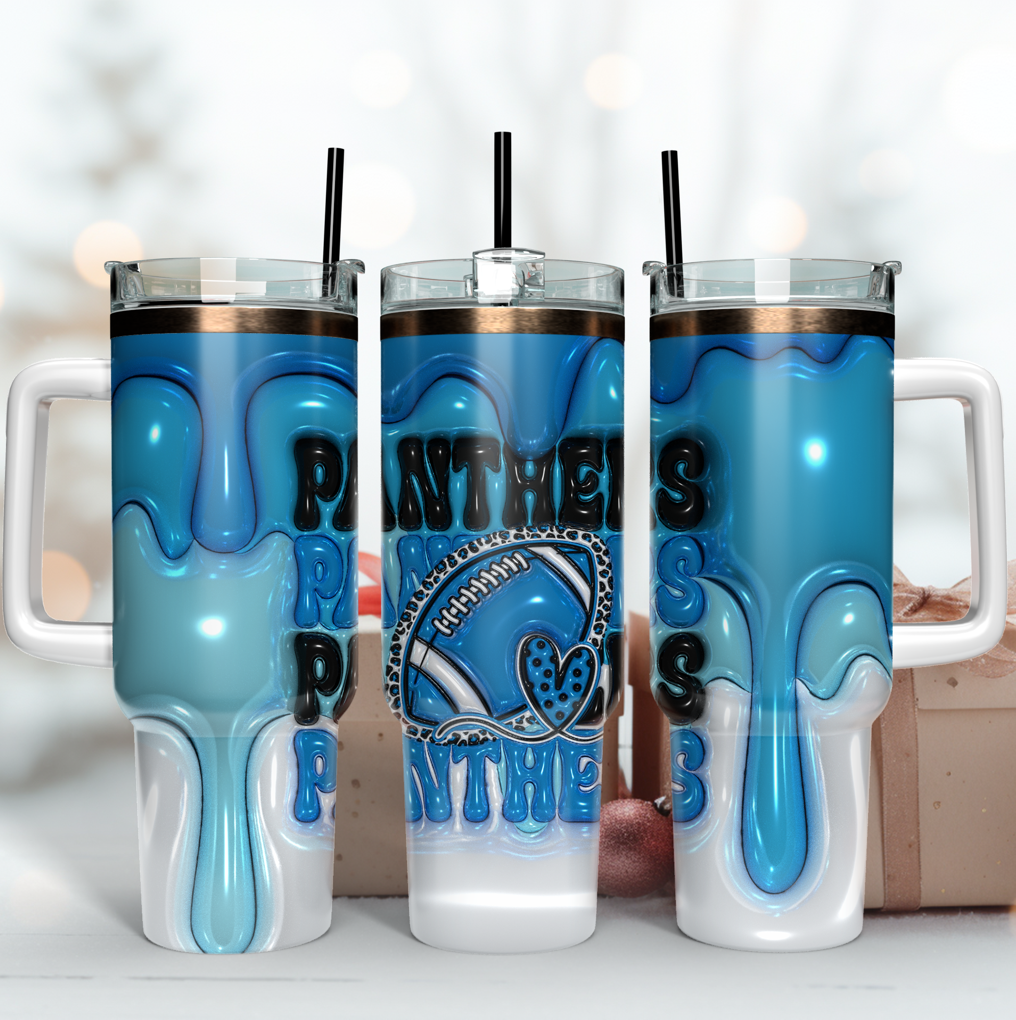 Carolina Panthers NFL 3D Inflated Puff Effect Custom Stanley Cup 40 oz 30 oz Tumbler With HandleTVC2301188