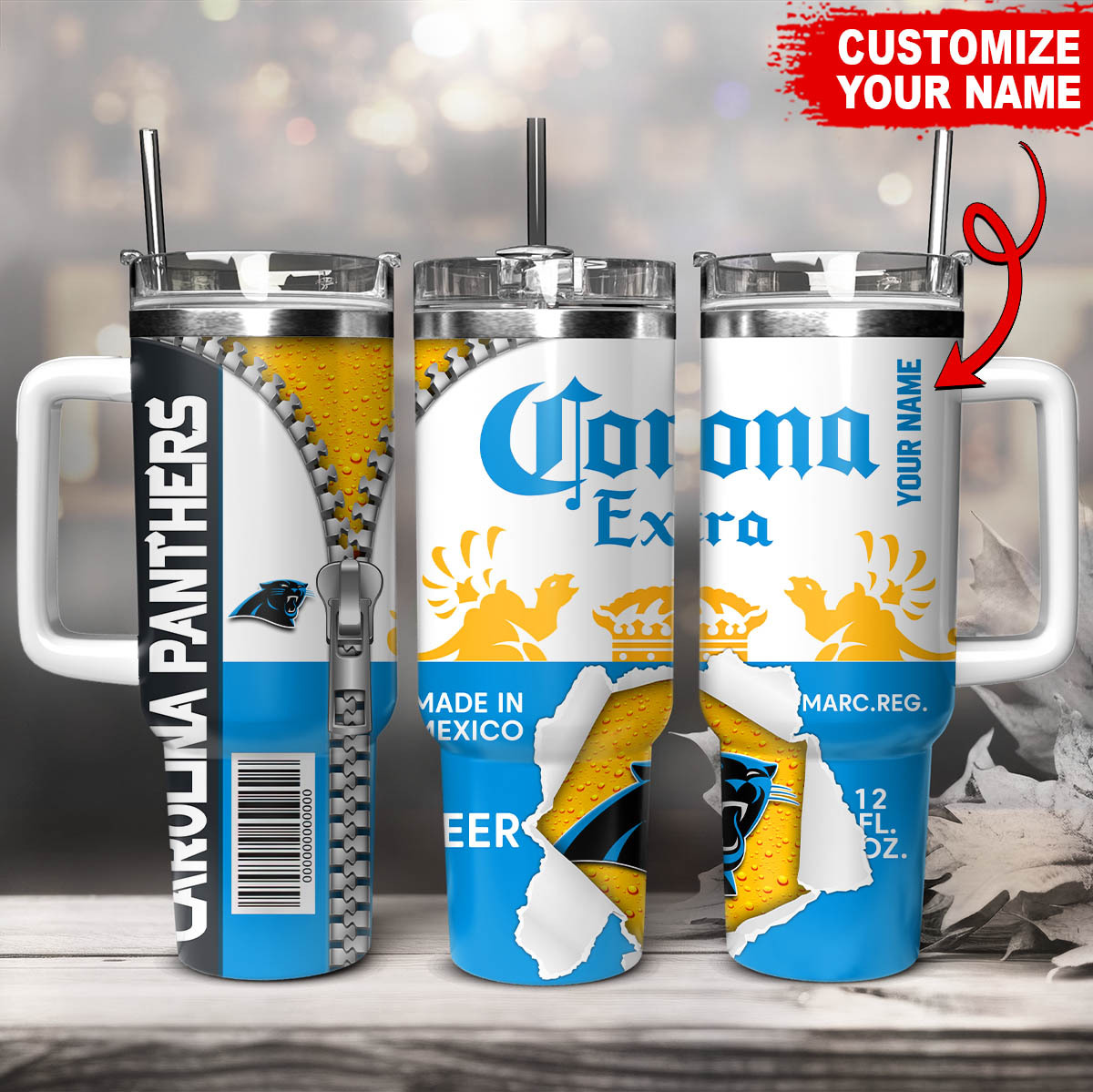 Carolina Panthers NFL Corona Extra Custom Stanley Cup 40 oz 30 oz Tumbler With HandleTVC230168