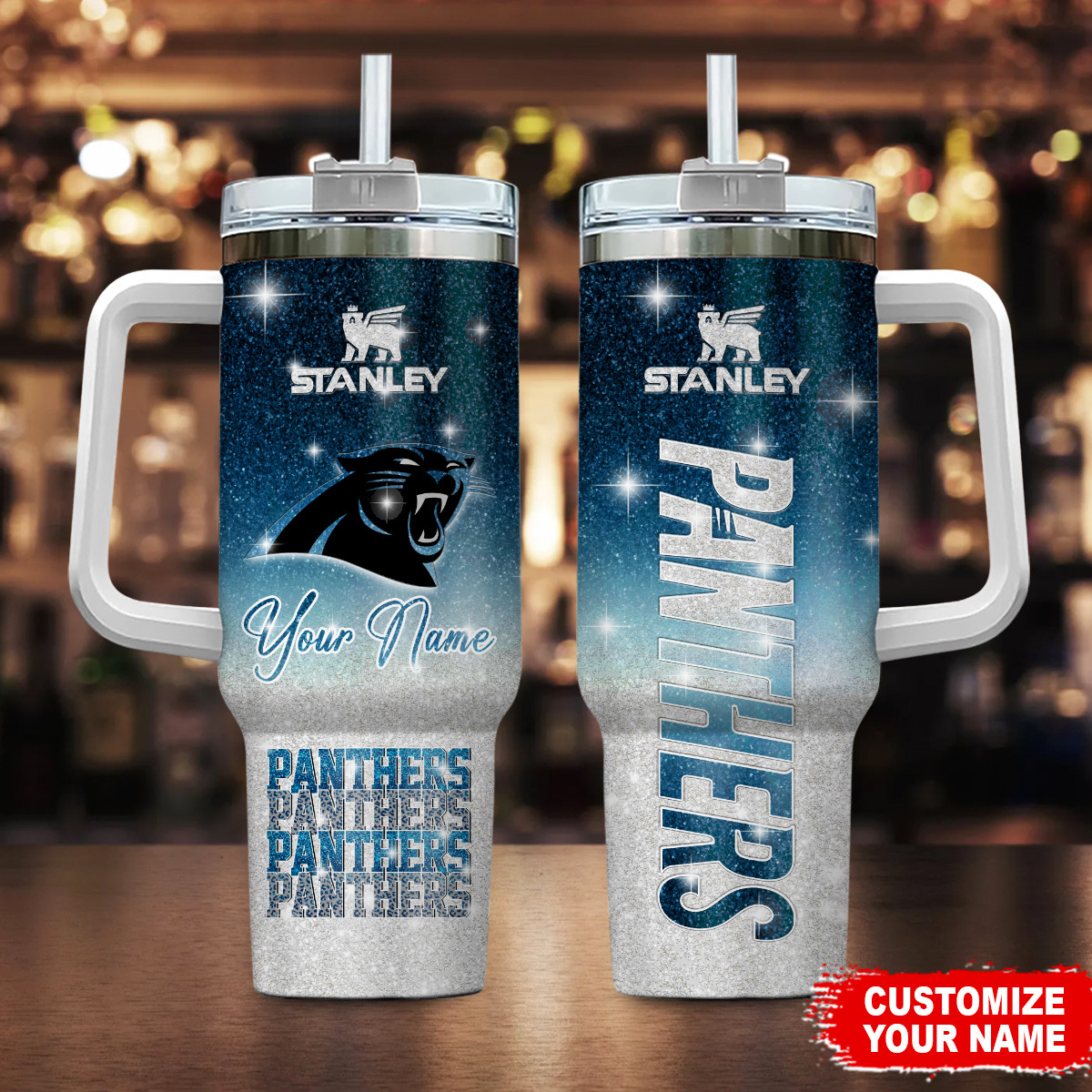 Carolina Panthers NFL Glitter Custom Stanley Cup 40 oz 30 oz Tumbler With HandleTVC230197