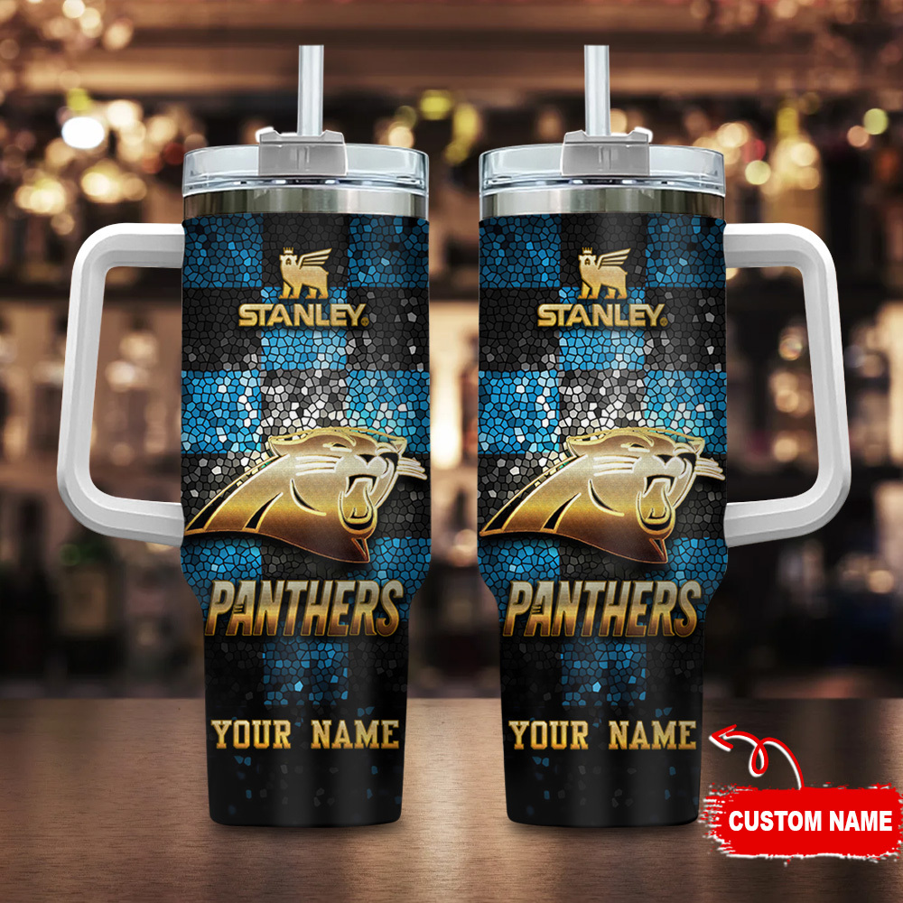 Carolina Panthers NFL Glitter Golden Logo Custom Stanley Cup 40 oz 30 oz Tumbler With HandleTVC2301116