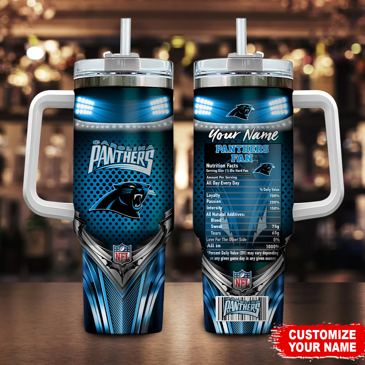 Carolina Panthers NFL Nutrition Facts Custom Stanley Cup 40 oz 30 oz Tumbler With HandleTVC230193