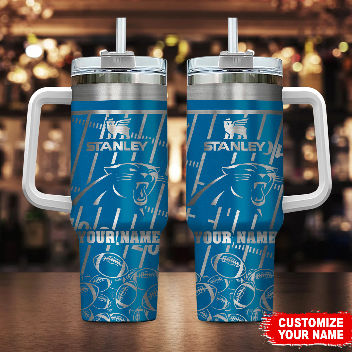 Carolina Panthers NFL Silver Custom Stanley Cup 40 oz 30 oz Tumbler With HandleTVC2301103