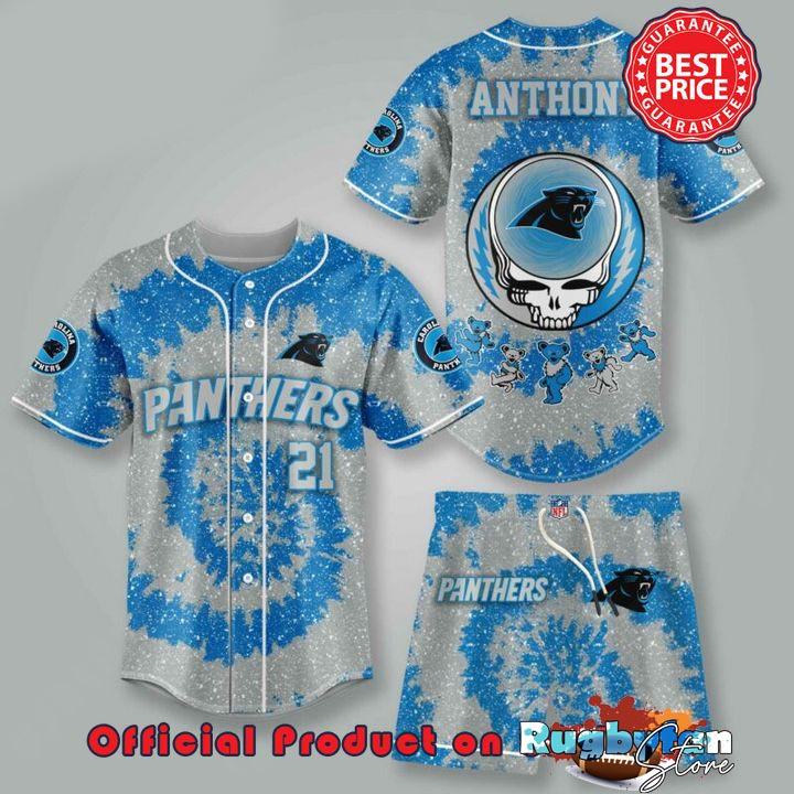 Carolina Panthers NLF Grateful Dead 3D Personalized Premium Baseball Jersey