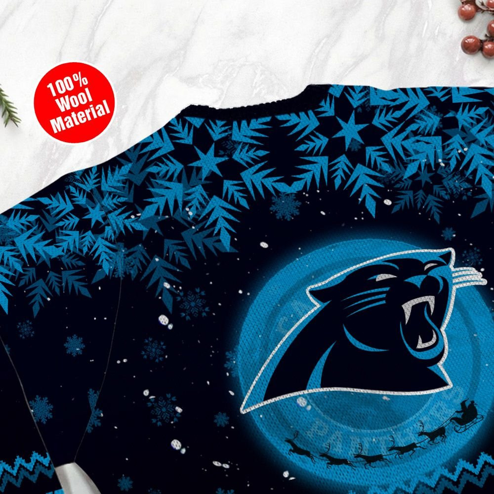 Carolina Panthers Santa Claus In The Moon Ugly Christmas Sweater Adult 3D Funny Matching for family - Image 5