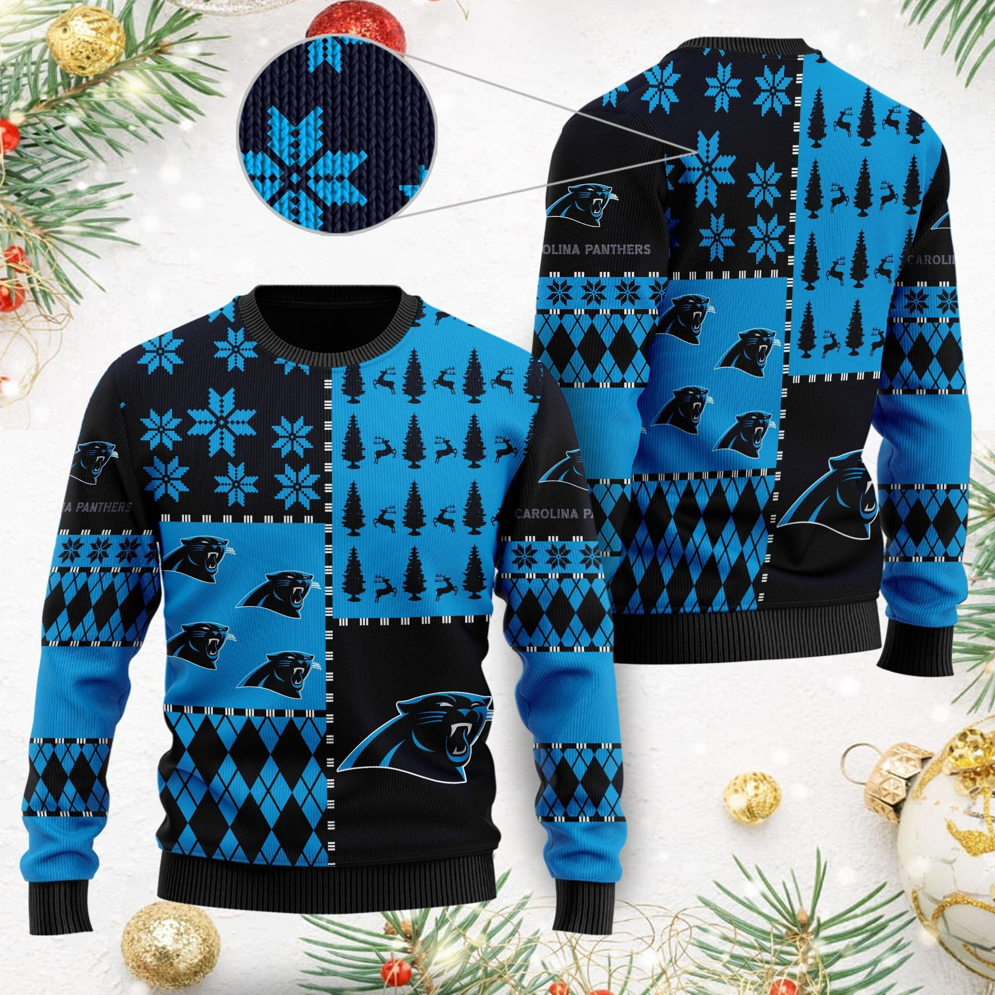Carolina Panthers Ugly Christmas Sweater Adult 3D Funny Matching for family