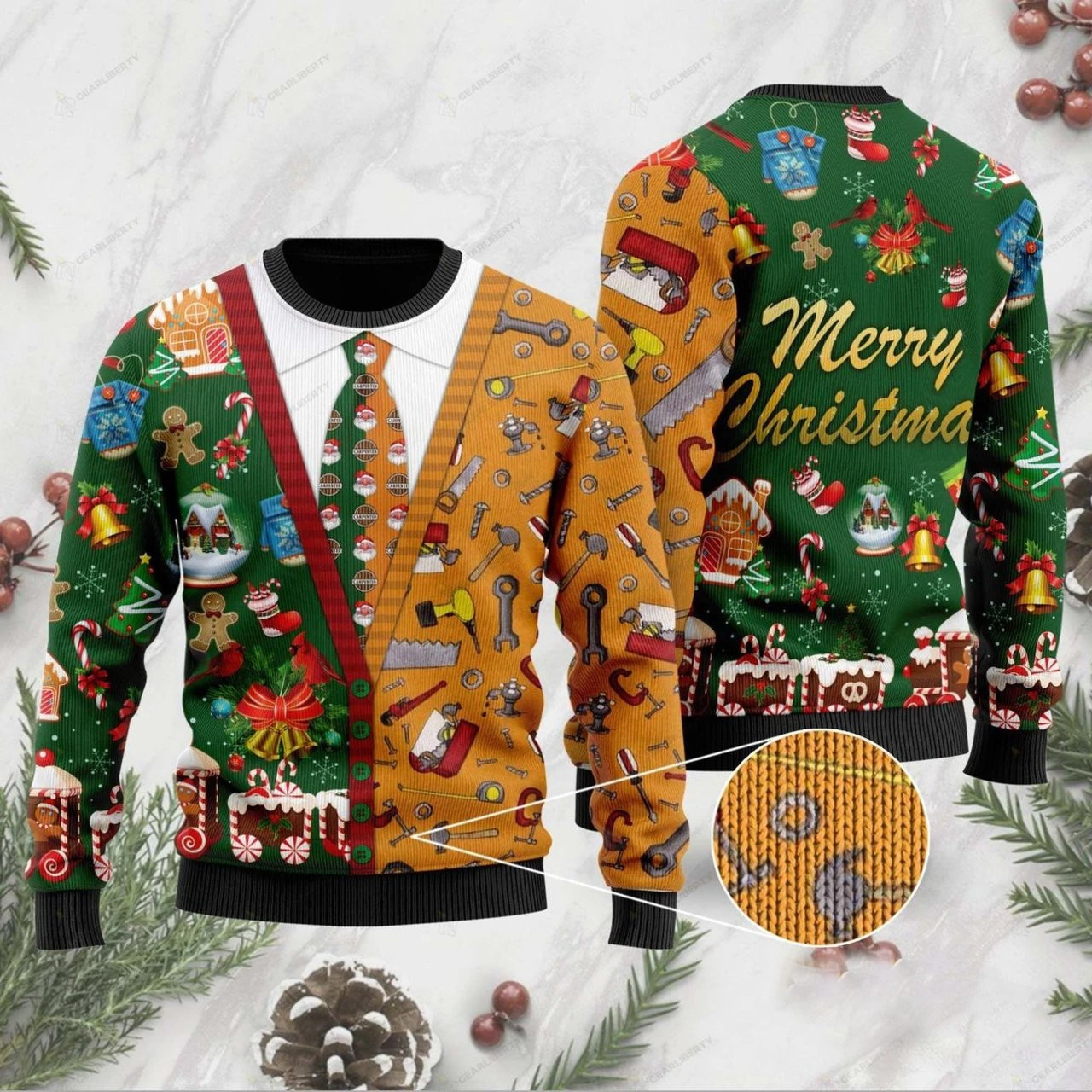 Carpenter Ugly Christmas Sweater Adult 3D Funny Matching for family
