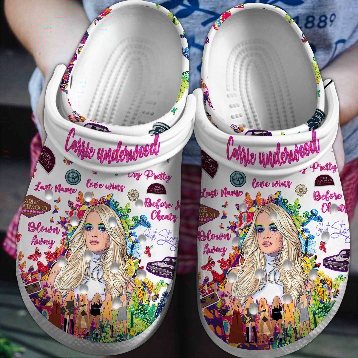 Carrie Underwood Singer Music Crocs Crocband Clogs Shoes Comfortable For Men Women and Kids