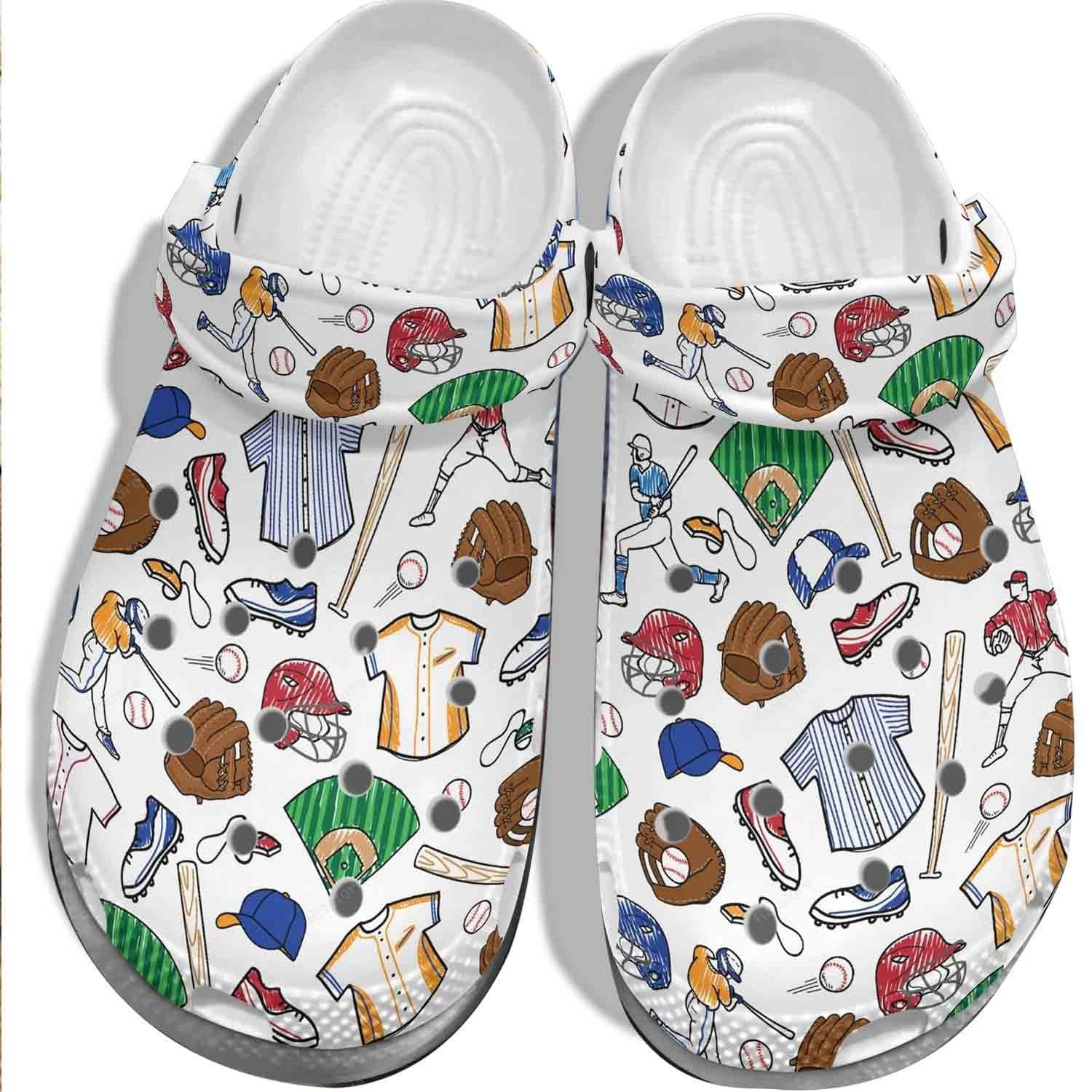 Cartoon Baseball Ball Cap Batter Shoes Clogs - Baseballer Custom Shoes Clogs Gift