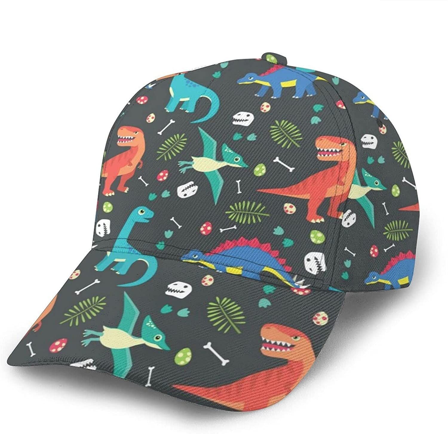 Cartoon Dinosaur Print Casual Baseball 3D Cap Adjustable Twill Sports Dad Hats For Unisex Trucker Hats Custom Hats Gifts For Men & Women
