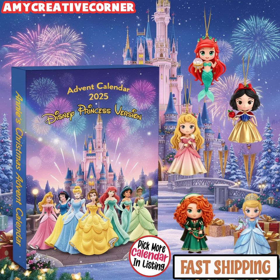 Cartoon Princess Advent Calendar 2025  24 Day Countdown Gift Box for Kids with Cute Mini Royal Figures  Christmas Surprise for Girls