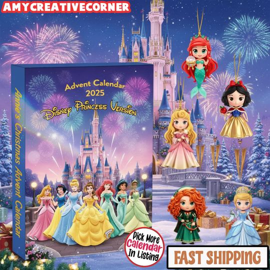 Cartoon Princess Advent Calendar 2025 24 Day Countdown Gift Box for Kids with Cute Mini Royal Figures Christmas Surprise for Girls - Image 7