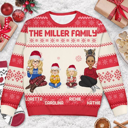Cartoon Style - Christmas Gift For Family, Friends - Personalized Unisex Ugly Sweatshirt - Image 6