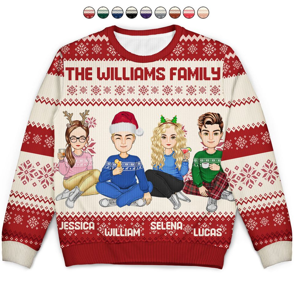 Cartoon Style - Christmas Gift For Family, Friends - Personalized Unisex Ugly Sweatshirt