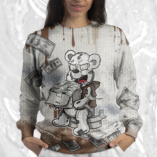 Cash Money 3D Splash Paint Ugly Sweater Match Jordan 2 Craft - Image 10