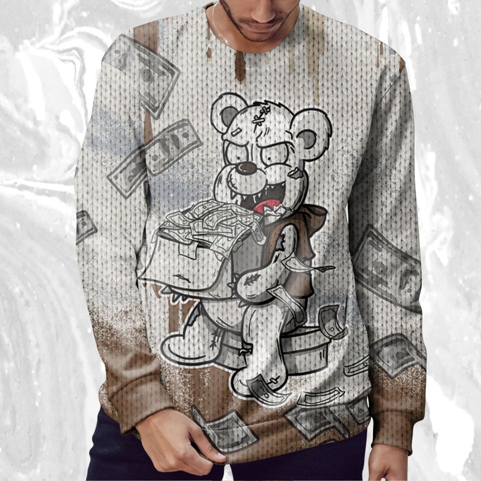 Cash Money 3D Splash Paint Ugly Sweater Match Jordan 2 Craft - Image 4