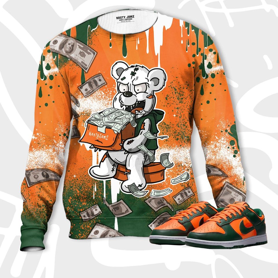 Cash Money 3D Splash Paint.Dunk Low Miami, Outfit jordan, oversized sweater