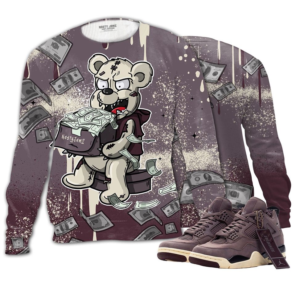Cash Money 3D Splash Paint.Jordan 4 A Ma Maniere Violet Ore 3D Sweater