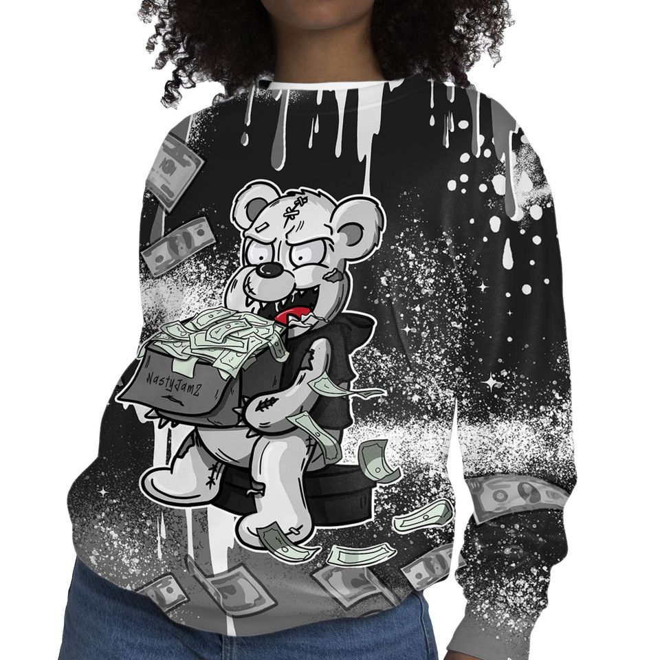 Cash Money 3D Splash Paint.Jordan 6 Black Chrome Metallic Silver 3D Sweater - Image 5