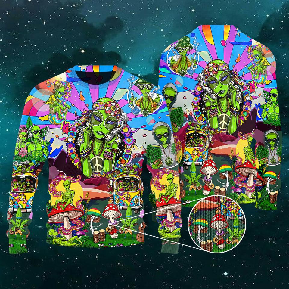 Casual Cotton Blend Hippie Ugly Christmas Sweater Adult 3D Funny Matching for family