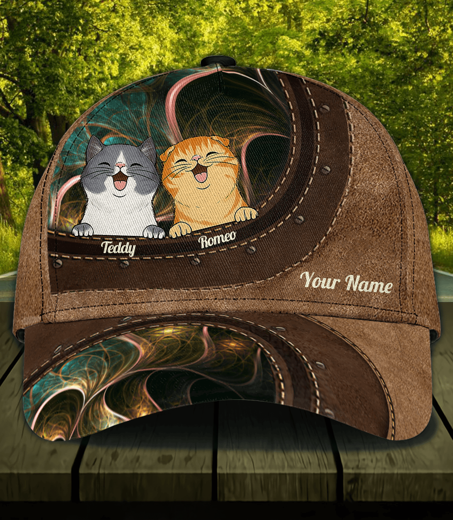 Cat Abstracted Personalized Cap, Personalized Gift for Cat Lovers, Cat Mom, Cat Dad Trucker Hats Custom Hats Gifts For Men & Women