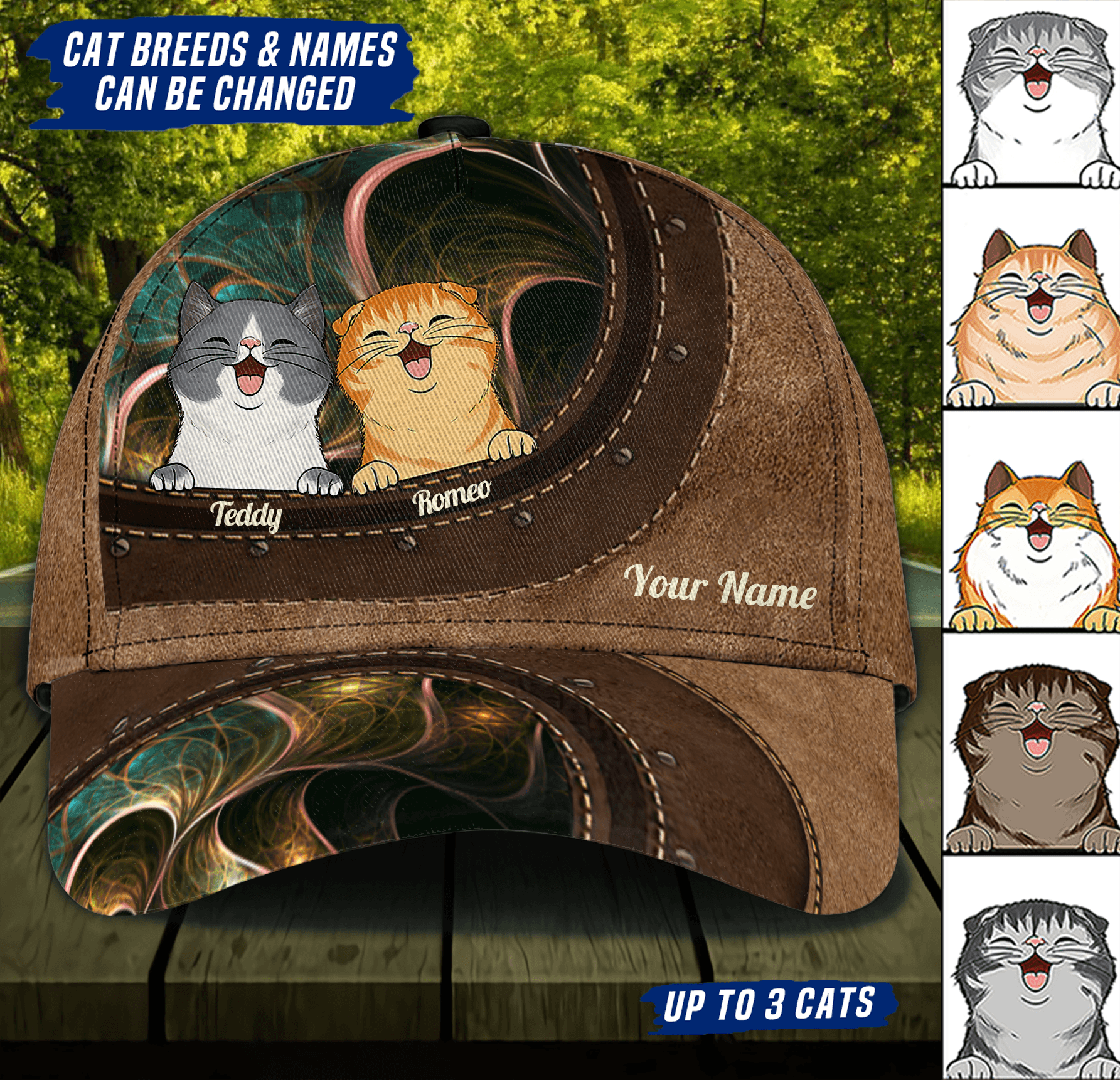 Cat Abstracted Personalized Cap, Personalized Gift for Cat Lovers, Cat Mom, Cat Dad Trucker Hats Custom Hats Gifts For Men & Women