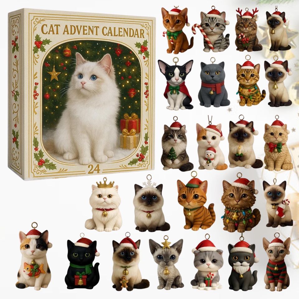 Cat Advent Calendar 2025 Ã¢â‚¬â€œ 24 Mini Cat Figurines Christmas Gift for Cat Lovers