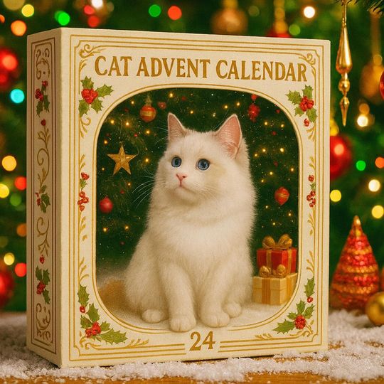 Cat Advent Calendar 2025, 24 Day Cat Breed Calendar : Vintage Christmas Ornament Countdown - Image 15