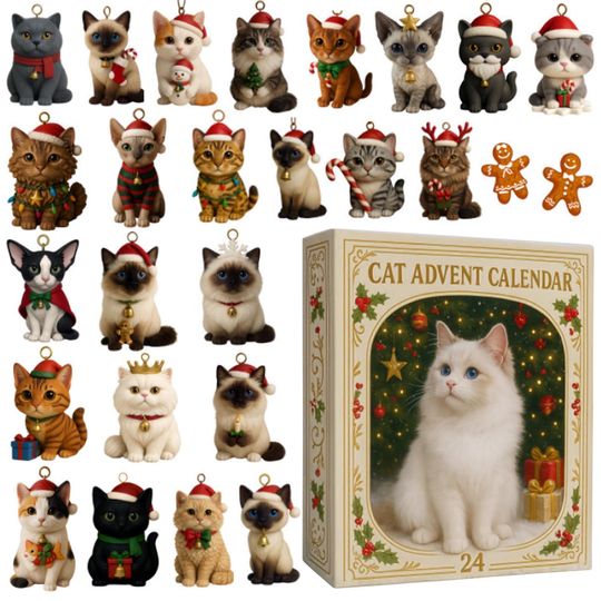 Cat Advent Calendar 2025, 24 Day Cat Breed Calendar : Vintage Christmas Ornament Countdown - Image 11