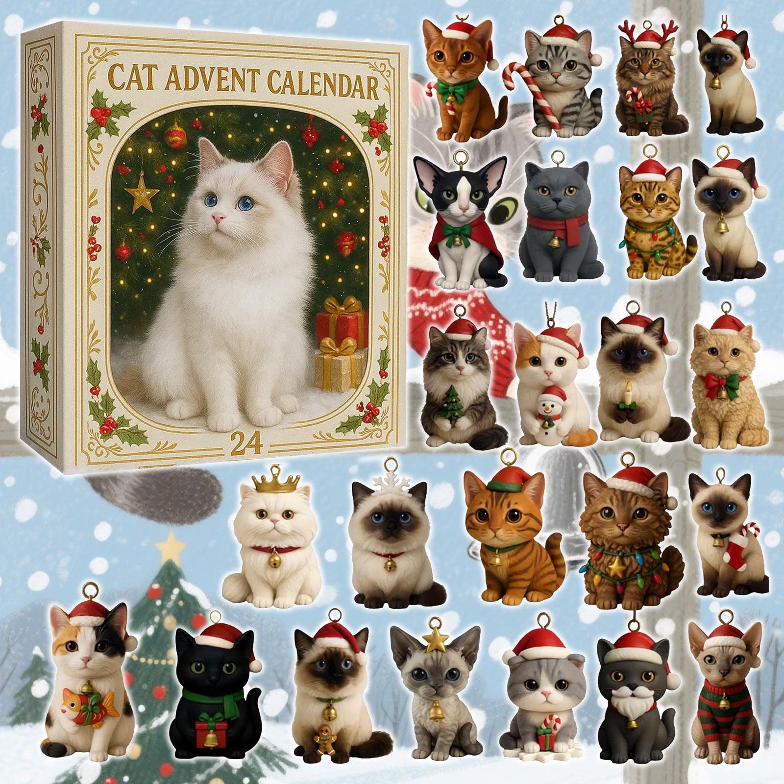 Cat Advent Calendar 2025, 24 Days of Christmas Countdown with Mini Cat Figurines, Cute Holiday Gift for Cat Lovers, Cat Mom, Cat Dad - Image 3