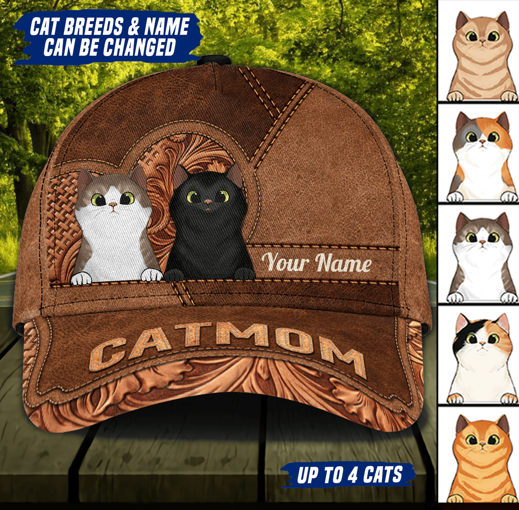 Cat All Brown For Cat Mom Personalized Cap, Personalized Gift for Cat Lovers, Cat Mom, Cat Dad Trucker Hats Custom Hats Gifts For Men & Women