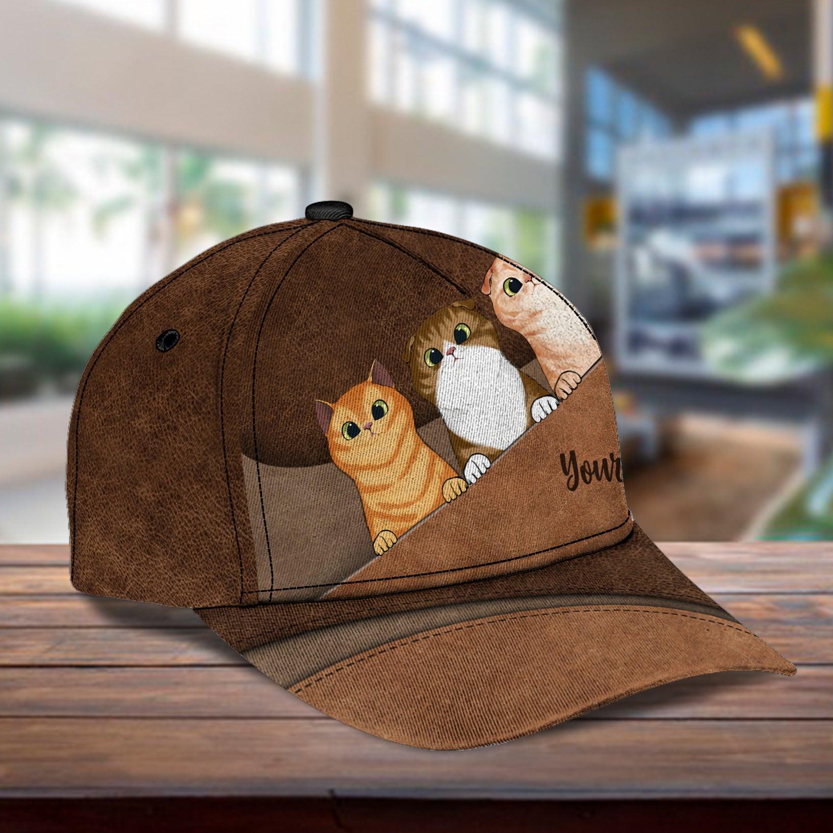 Cat All Brown Layers Personalized Cap, Personalized Gift for Cat Lovers, Cat Mom, Cat Dad Trucker Hats Custom Hats Gifts For Men & Women