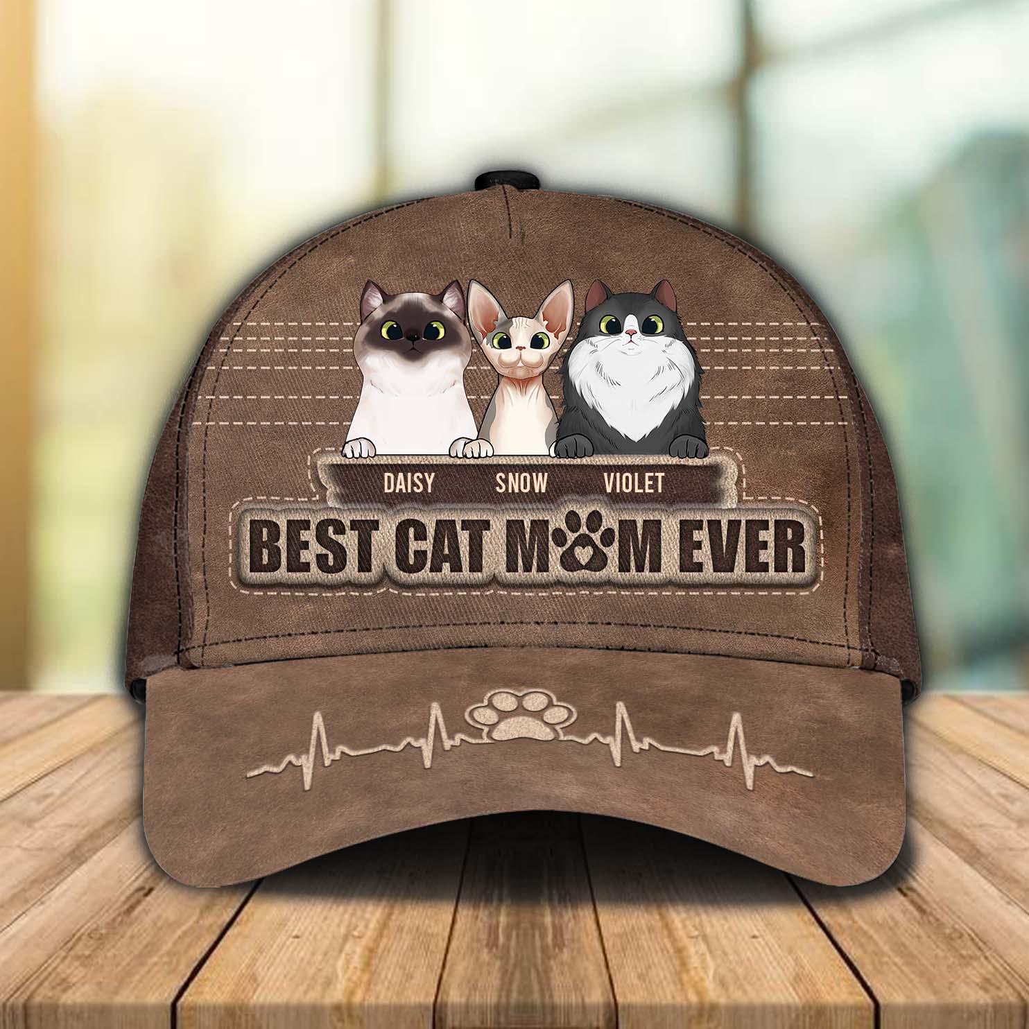 Cat Best Cat Mom Personalized Cap, Personalized Gift for Cat Lovers, Cat Mom, Cat Dad Trucker Hats Custom Hats Gifts For Men & Women