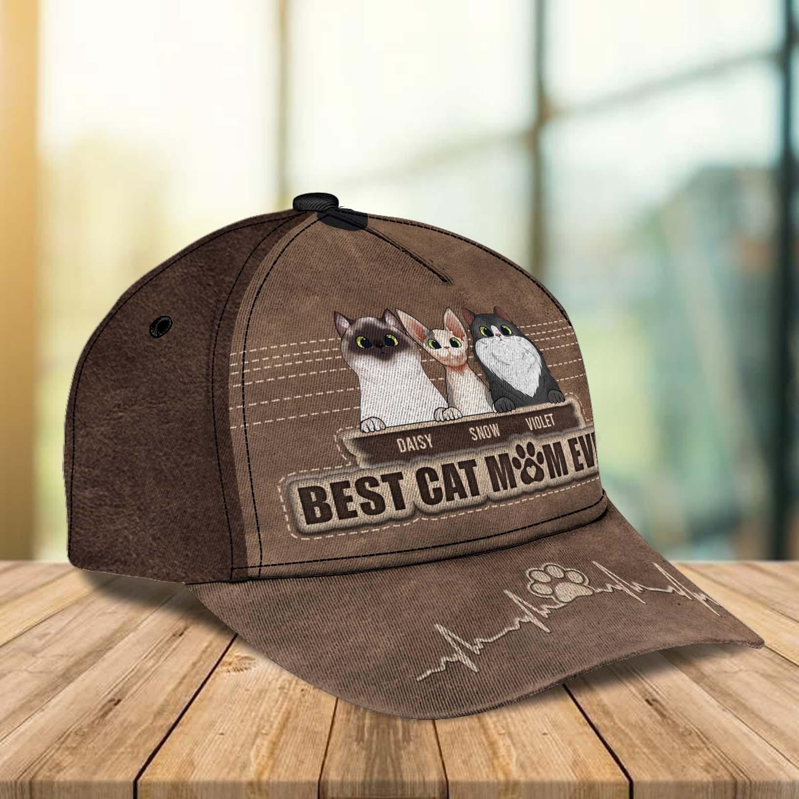 Cat Best Cat Mom Personalized Cap, Personalized Gift for Cat Lovers, Cat Mom, Cat Dad Trucker Hats Custom Hats Gifts For Men & Women