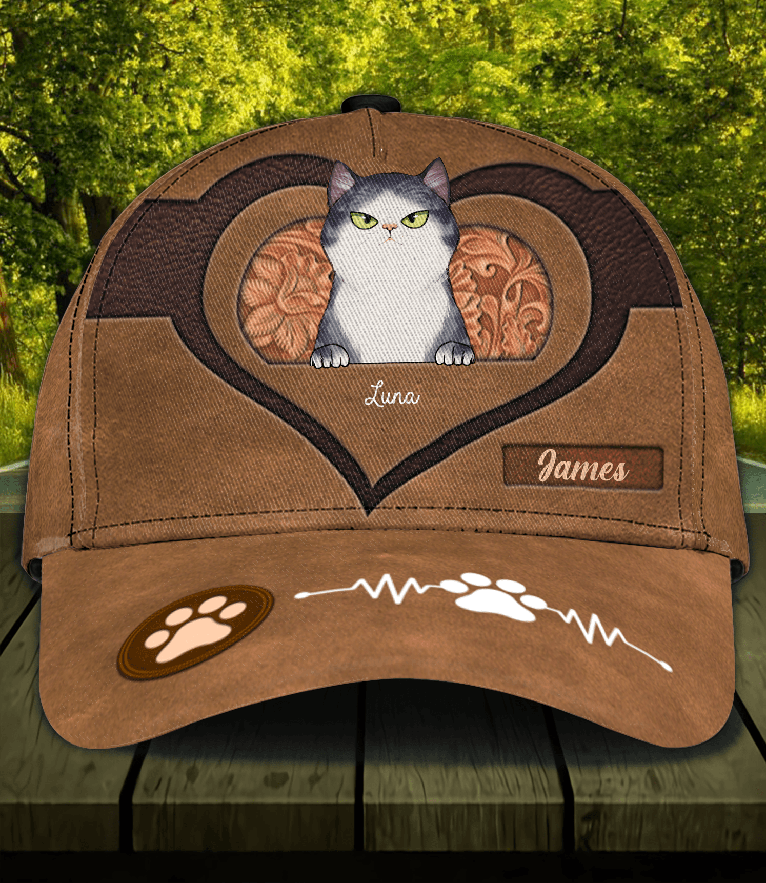 Cat Big Heart Personalized Classic Cap, Personalized Gift for Cat Lovers, Cat Mom, Cat Dad Trucker Hats Custom Hats Gifts For Men & Women