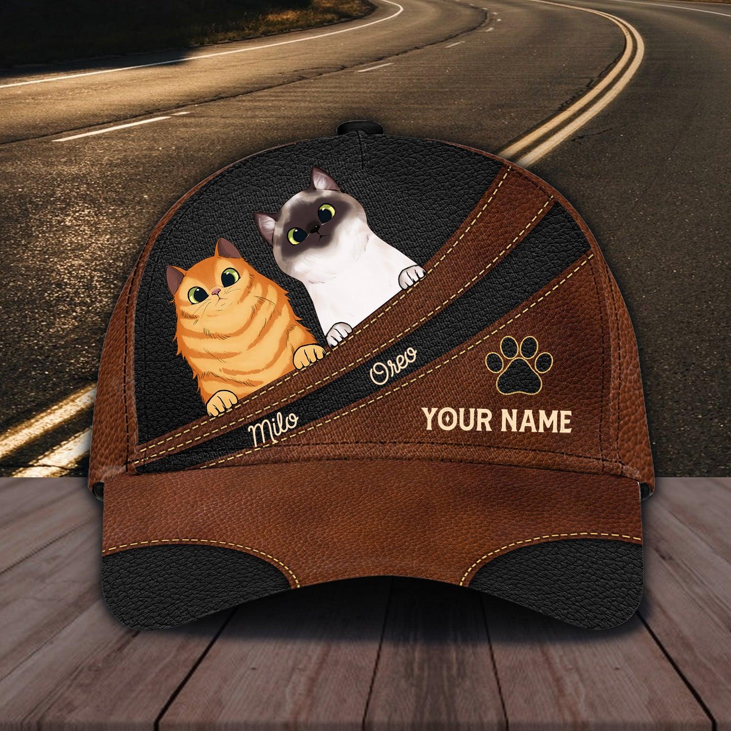 Cat Black Brown Personalized Cap, Personalized Gift for Cat Lovers, Cat Mom, Cat Dad Trucker Hats Custom Hats Gifts For Men & Women