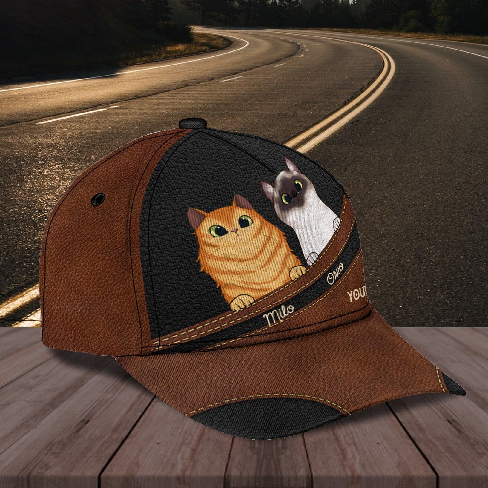 Cat Black Brown Personalized Cap, Personalized Gift for Cat Lovers, Cat Mom, Cat Dad Trucker Hats Custom Hats Gifts For Men & Women