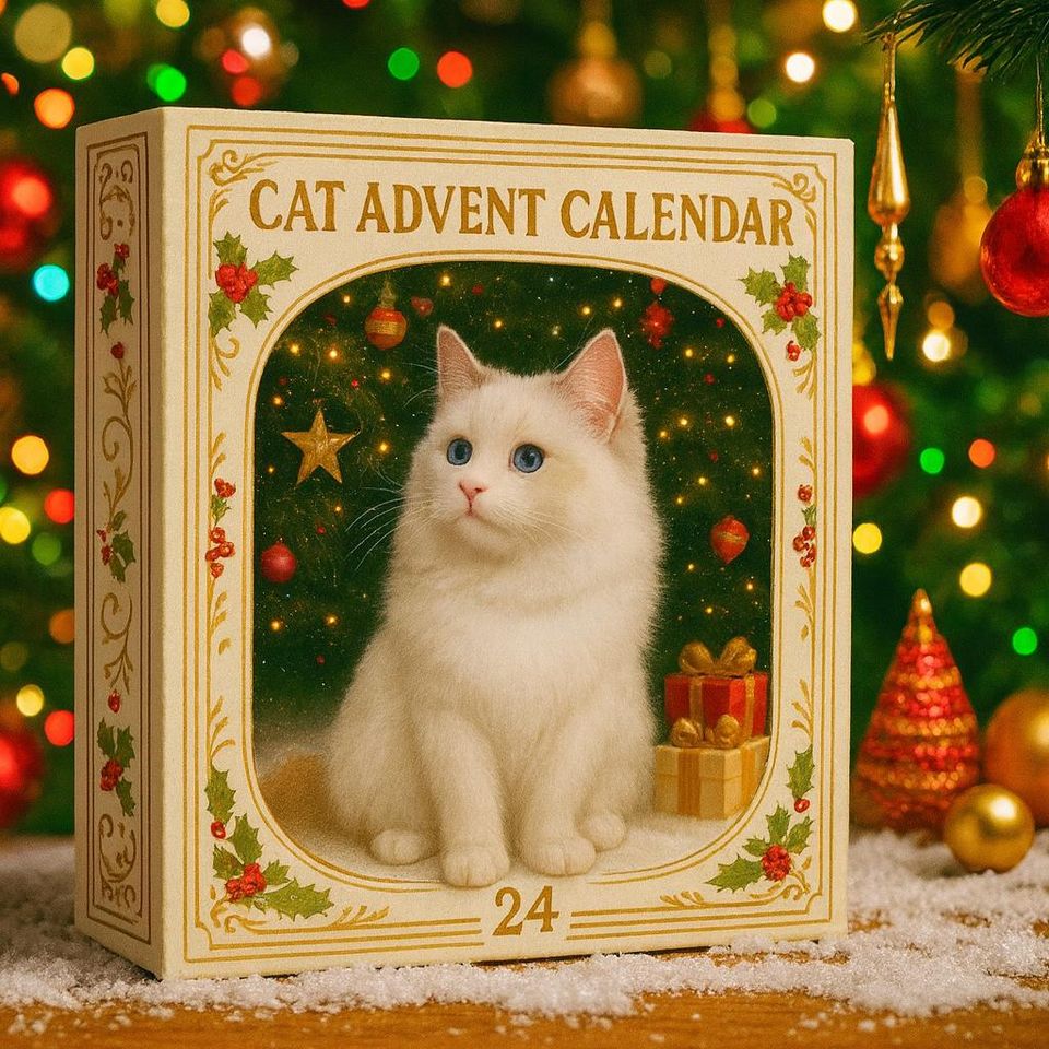 Cat Breeds Advent Calendar 2025, 24 Day Cat Breeds Figurines: Vintage Christmas Ornament Countdown - Image 6