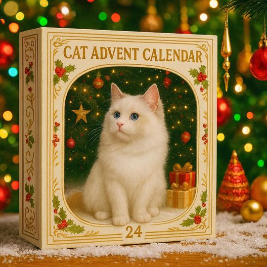 Cat Breeds Advent Calendar 2025, 24 Day Cat Breeds Figurines: Vintage Christmas Ornament Countdown - Image 15
