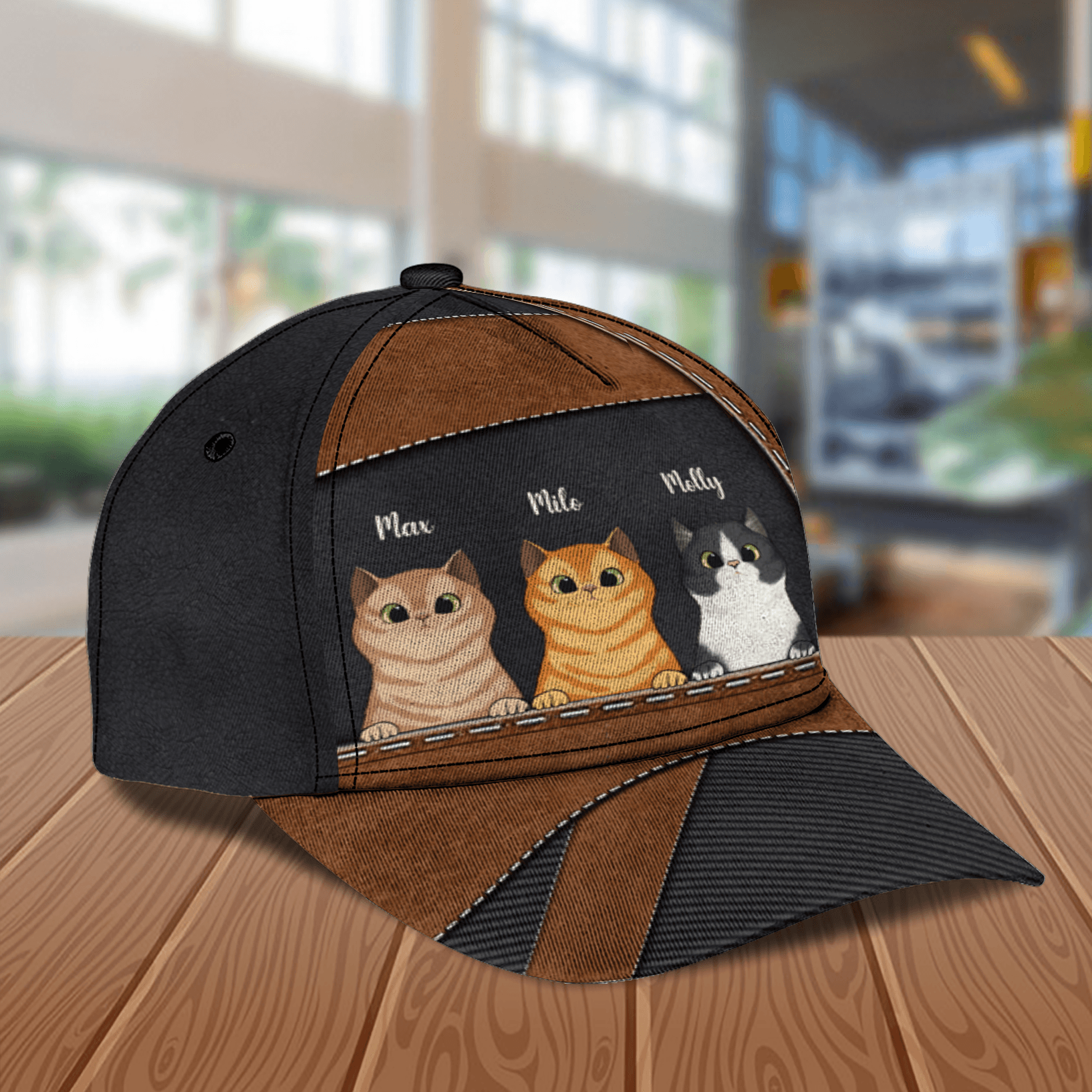 Cat Brown & Black Personalized Cap, Personalized Gift for Cat Lovers, Cat Mom, Cat Dad Trucker Hats Custom Hats Gifts For Men & Women