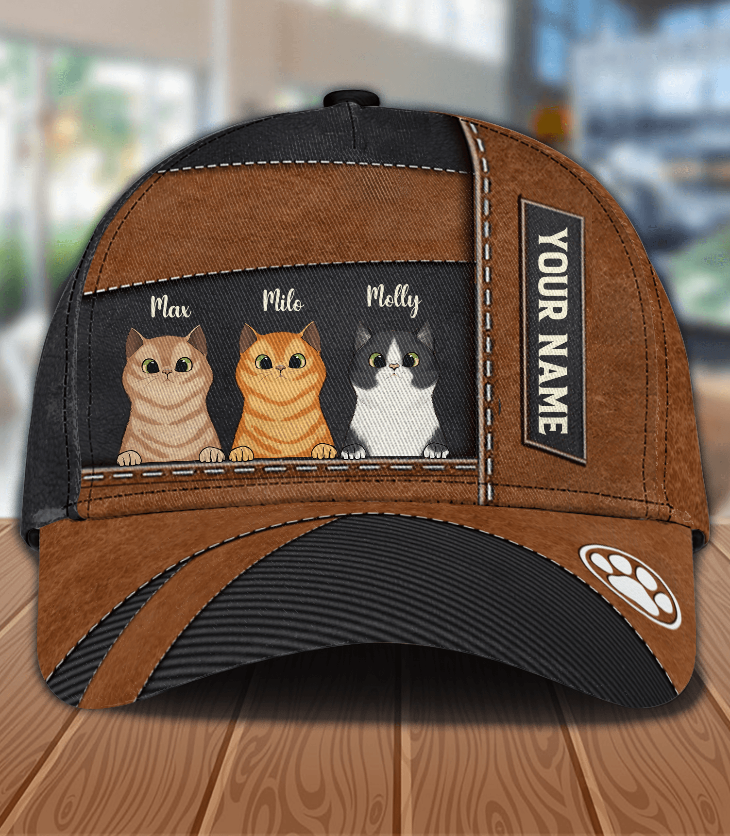 Cat Brown & Black Personalized Cap, Personalized Gift for Cat Lovers, Cat Mom, Cat Dad Trucker Hats Custom Hats Gifts For Men & Women