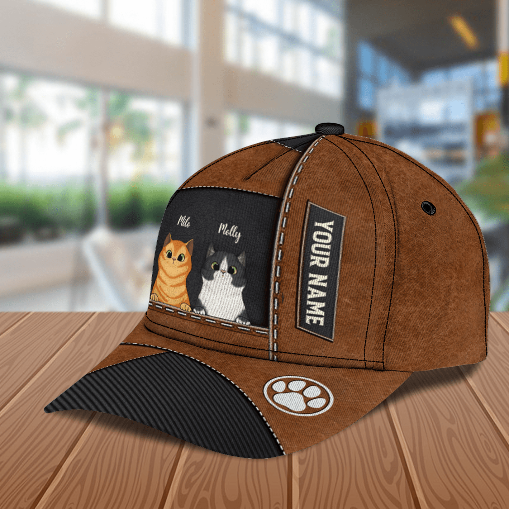 Cat Brown & Black Personalized Cap, Personalized Gift for Cat Lovers, Cat Mom, Cat Dad Trucker Hats Custom Hats Gifts For Men & Women