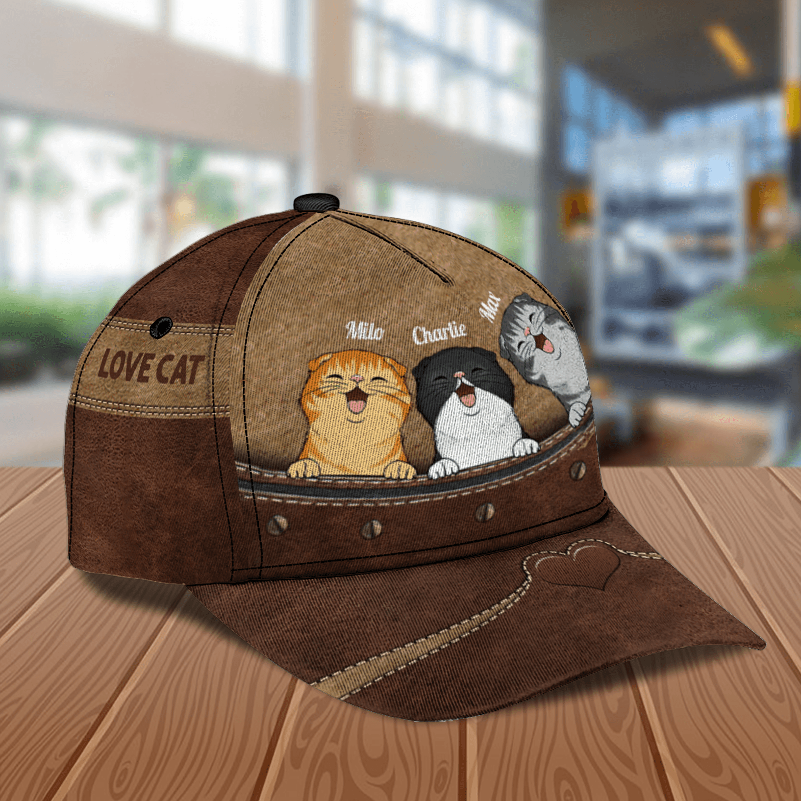 Cat Brown Buttons Personalized Classic Cap, Personalized Gift for Cat Lovers, Cat Mom, Cat Dad Trucker Hats Custom Hats Gifts For Men & Women