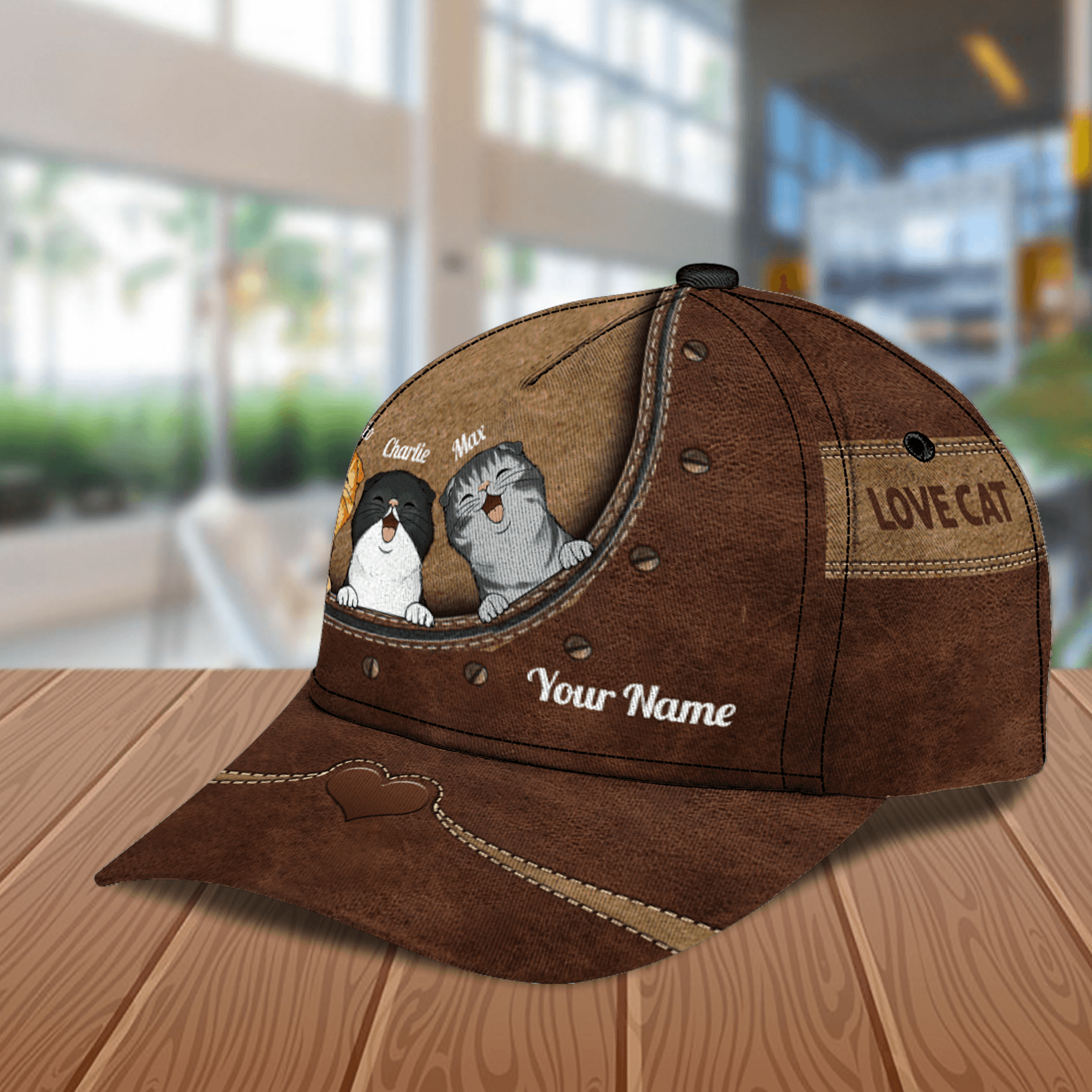 Cat Brown Buttons Personalized Classic Cap, Personalized Gift for Cat Lovers, Cat Mom, Cat Dad Trucker Hats Custom Hats Gifts For Men & Women