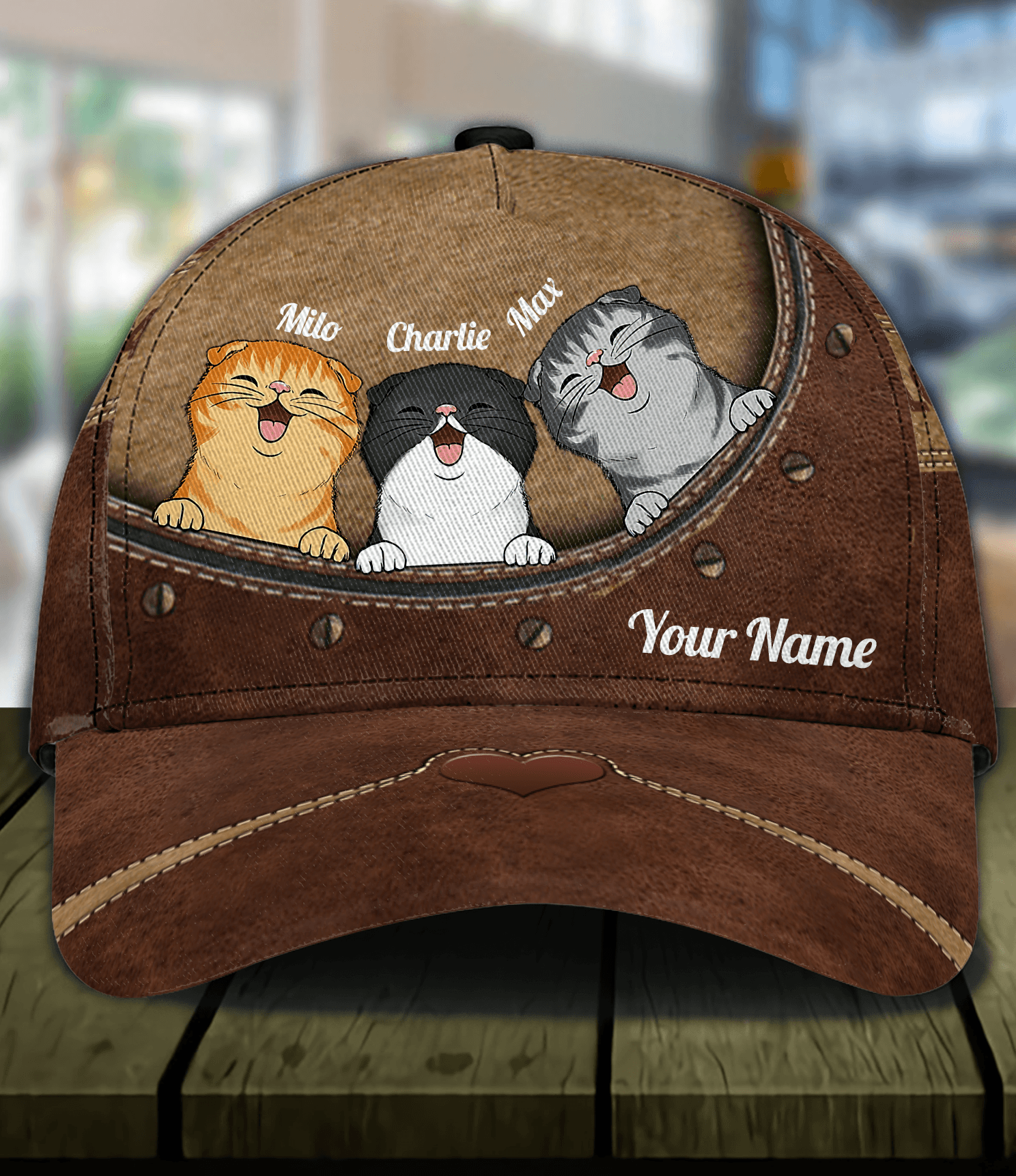 Cat Brown Buttons Personalized Classic Cap, Personalized Gift for Cat Lovers, Cat Mom, Cat Dad Trucker Hats Custom Hats Gifts For Men & Women